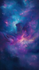 Mesmerizing cosmic nebula in vibrant blue and purple hues evoking a sense of wonder and mystery