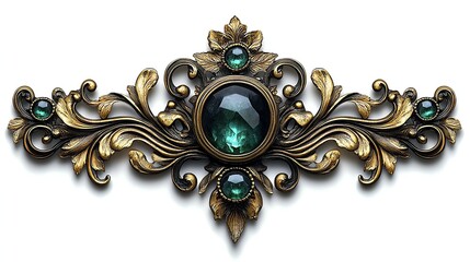 Elegant Art Nouveau style frame element  with ornamental curved border design in gold with detailed floral new beautiful stock image illustration AI