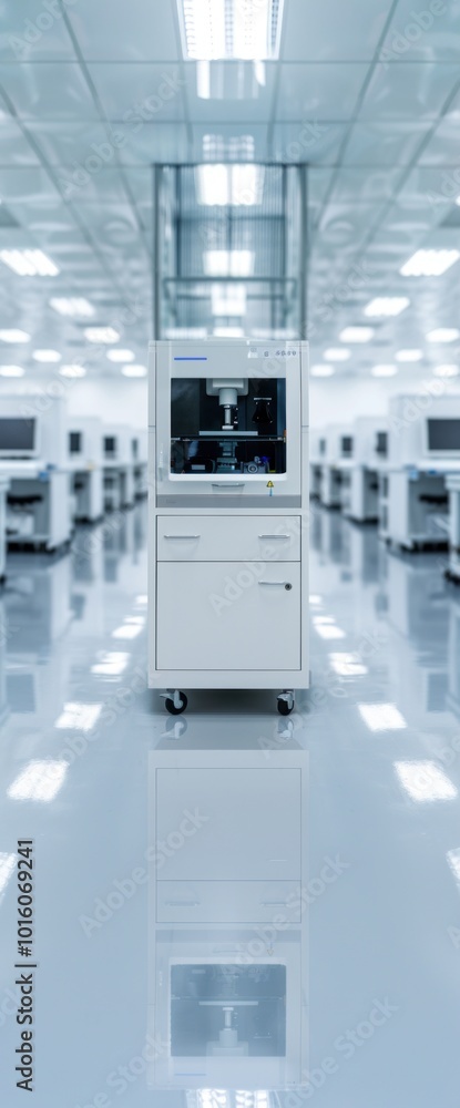 Poster advanced lab equipment in a high-tech cleanroom environment for precision research and development