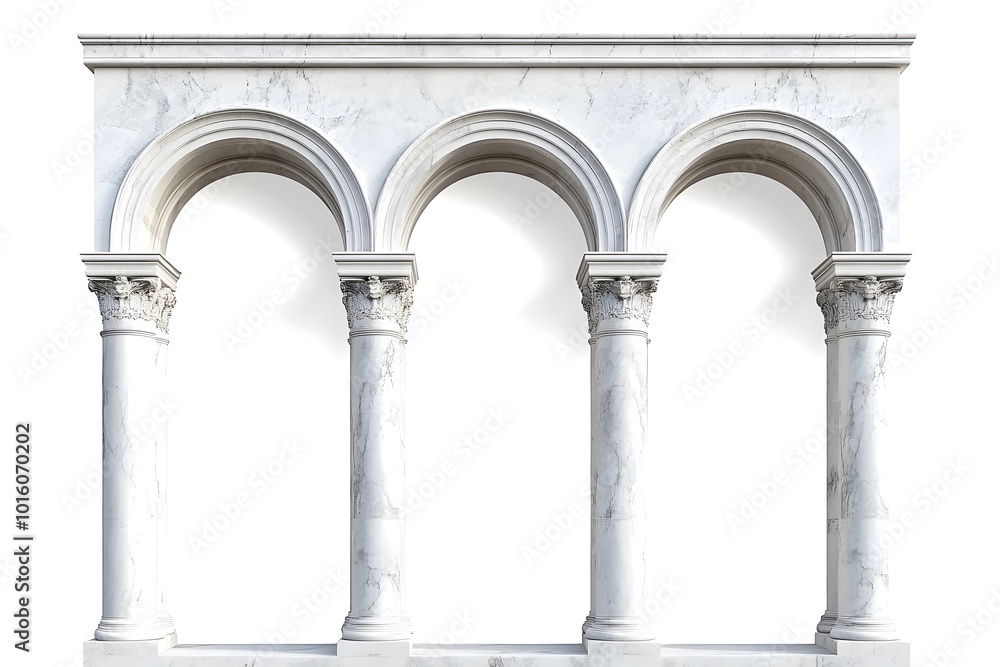Poster classic white marble archway with columns for architecture design