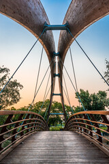 Wooden bridge over the Segura River. Cieza. Murcia. Spain.