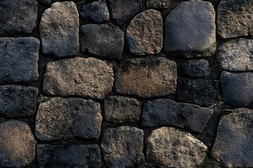 Fototapeta premium Cobblestone street texture, with uneven stones and weathered surfaces