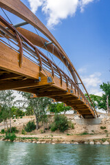 Wooden bridge over the Segura River. Cieza. Murcia. Spain.
