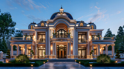 Obraz premium the historical influences on classic architecture mansion, referencing specific periods like Georgian, Victorian, or Renaissance