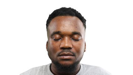 Fototapeta premium Man's face, close-up, on a white background