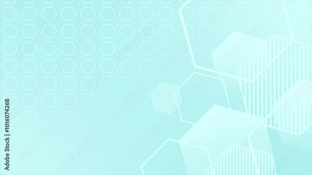 Poster cyan color slowly moving hexagonal shapes modern design geometrical background