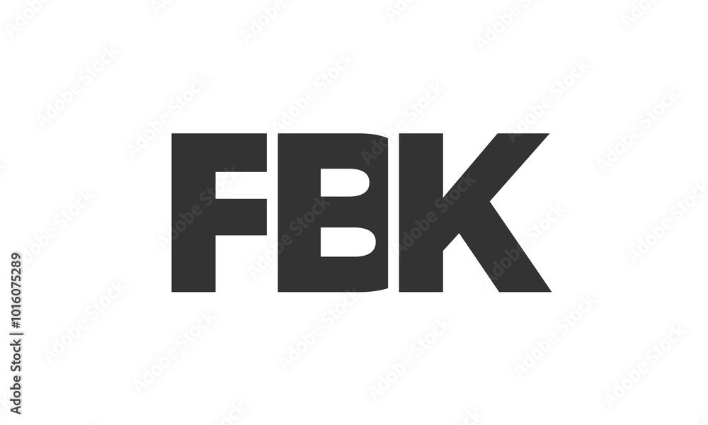 Poster FBK logo design template with strong and modern bold text. Initial based vector logotype featuring simple and minimal typography. Trendy company identity.