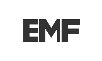 EMF logo design template with strong and modern bold text. Initial based vector logotype featuring simple and minimal typography. Trendy company identity.