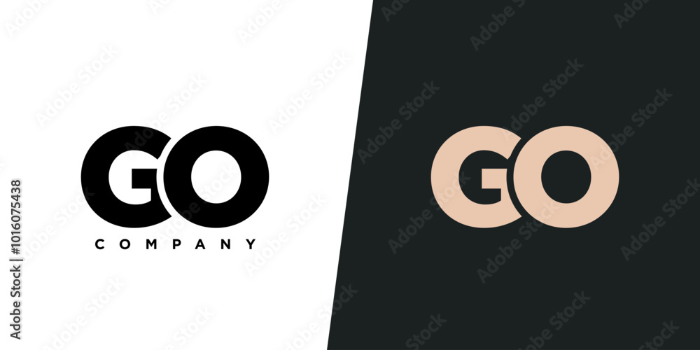 Poster letter g and o, go logo design template. minimal monogram initial based logotype.