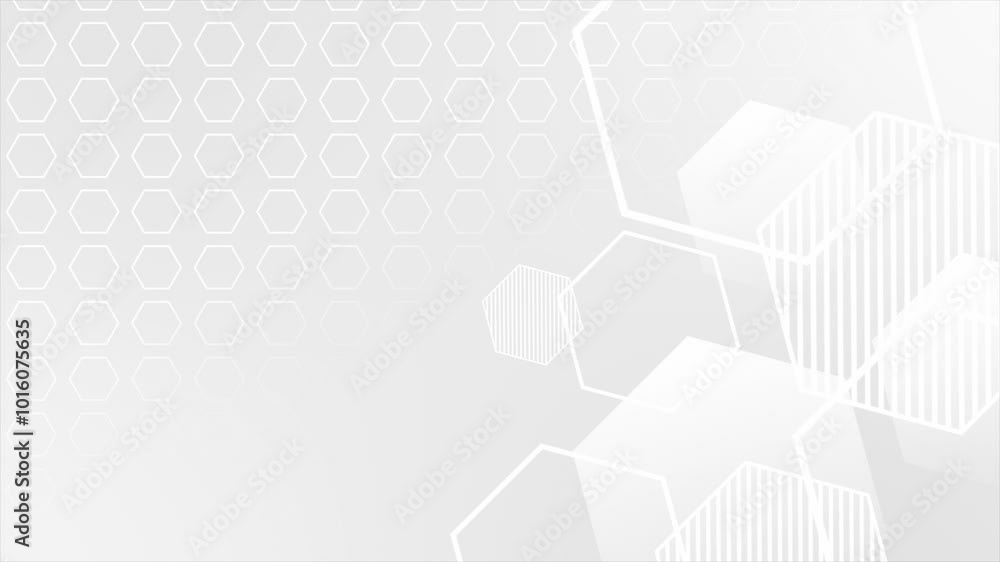 Poster white color slowly moving hexagonal shapes modern design geometrical background