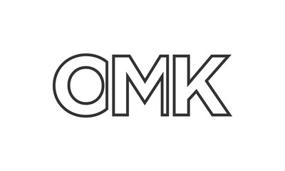 OMK logo design template with strong and modern bold text. Initial based vector logotype featuring simple and minimal typography. Trendy company identity.