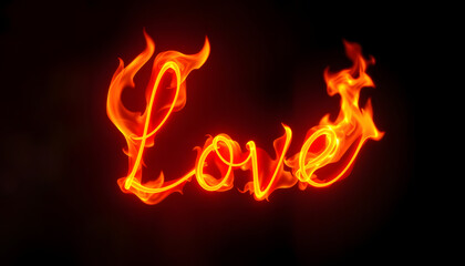 Hot Fire Love isolated with white highlights, png