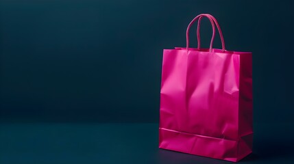 Fuchsia Shopping Bag on a dark Background with Copy Space