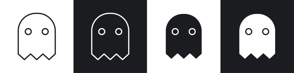 Ghost vector icon set in black and white