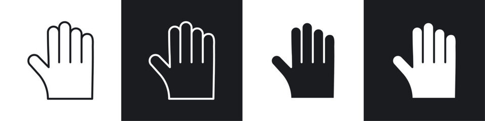 Stop vector icon set in black and white