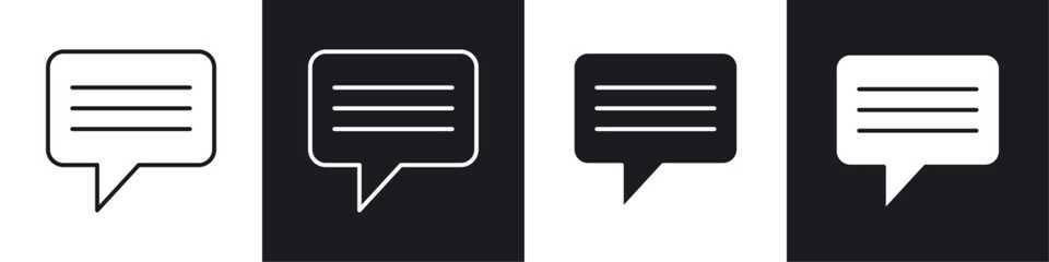 Text vector icon set in black and white