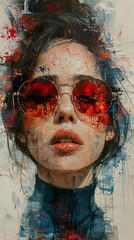 Intense Gaze: A Woman's Portrait in Red