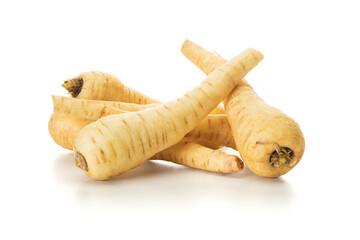 Parsnips roots isolated on white background