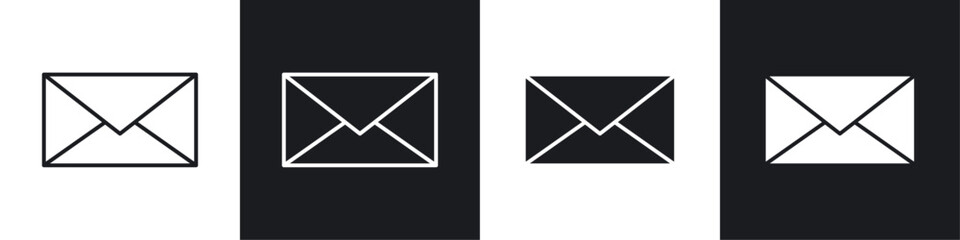 Inbox vector icon set in black and white