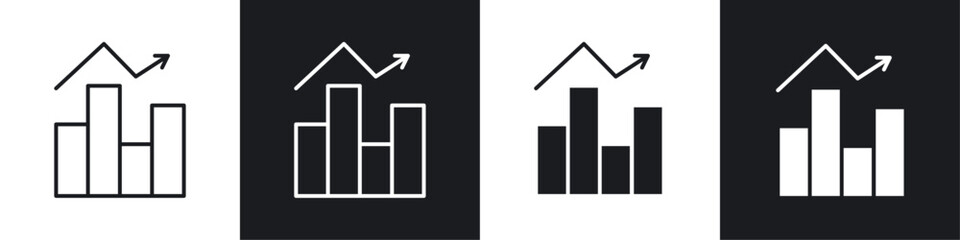 Chart vector icon set in black and white