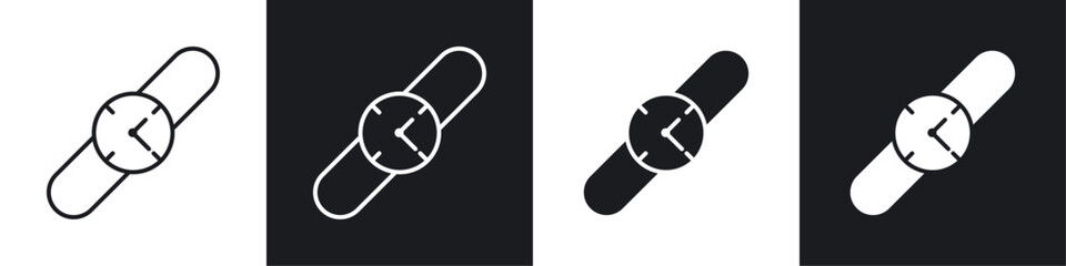 Watch vector icon set in black and white