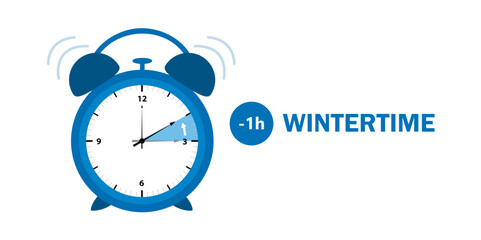 ringing alarm clock switch to winter time vector illustration