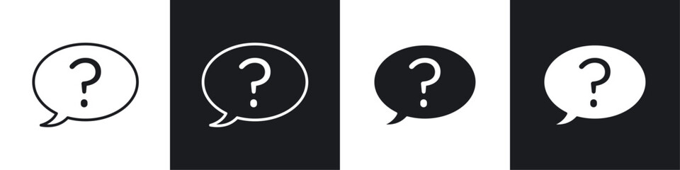 Question vector icon set in black and white