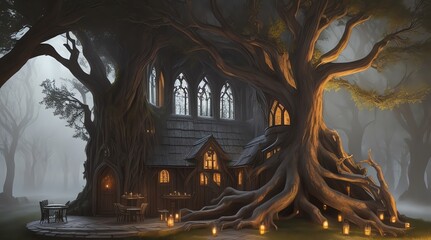 a house with a tree in the background