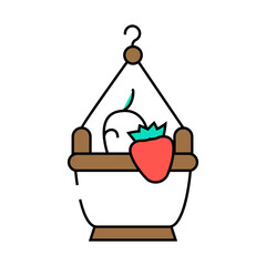 pot strawberry plant line icon vector. pot strawberry plant sign. isolated symbol illustration