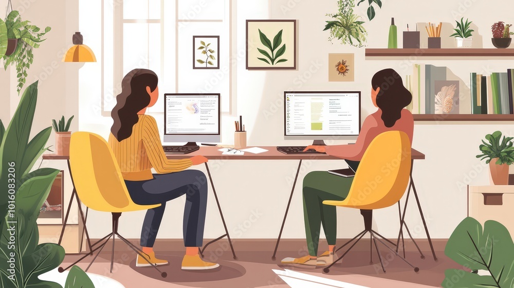 Poster creating a comfortable work environment: discuss how to create a comfortable home office environment