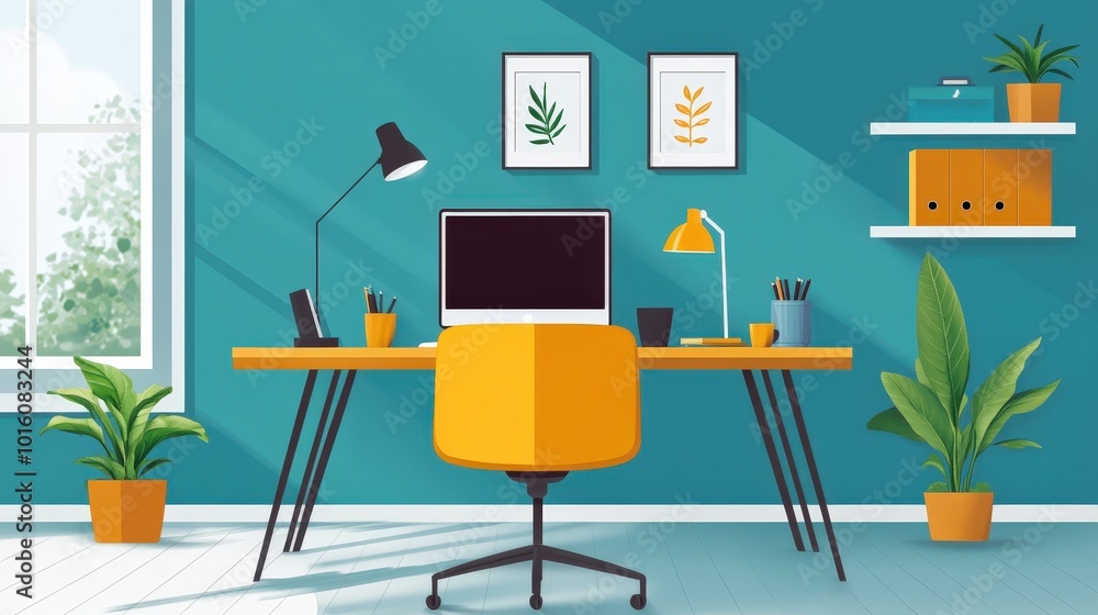 Poster creating a comfortable work environment: discuss how to create a comfortable home office environment
