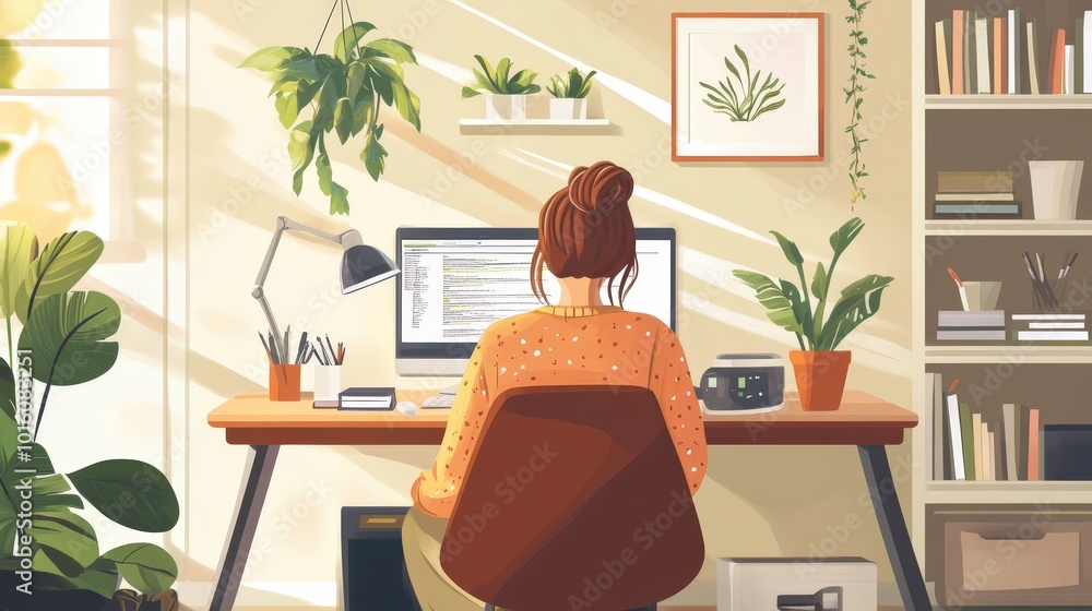 Poster creating a comfortable work environment: discuss how to create a comfortable home office environment