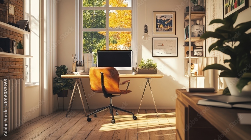 Poster creating a home office for remote work: explore how to design a home office specifically for remote 