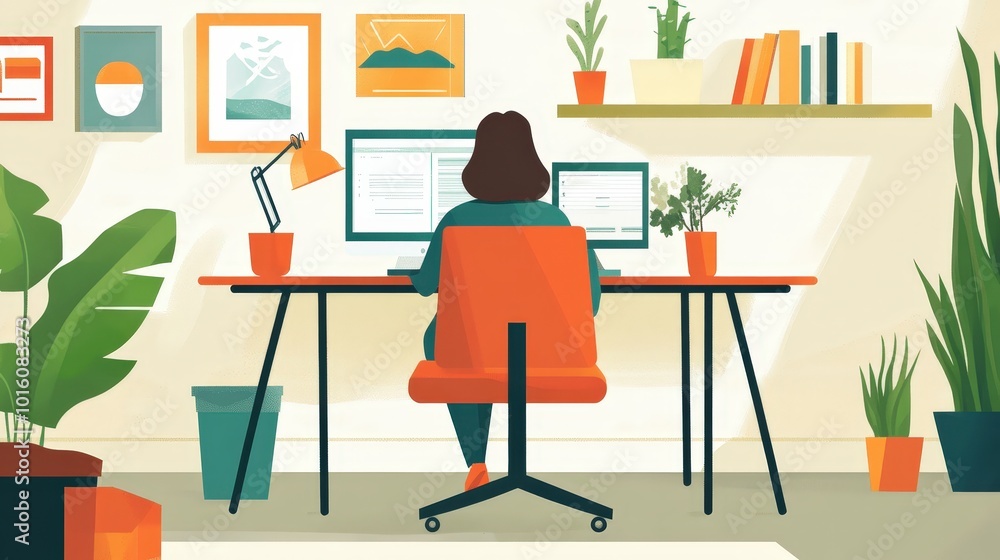 Poster creating a home office for remote work: explore how to design a home office specifically for remote 