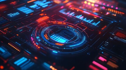 Fototapeta premium abstract technology ui futuristic concept hud interface hologram elements of digital data chart, communication, computing and circle percent vitality innovation on hi tech future design background. 