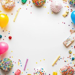 happy birthday party white background