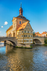 Historic half-timbered city hall of Bamberg, Bavaria, Germany