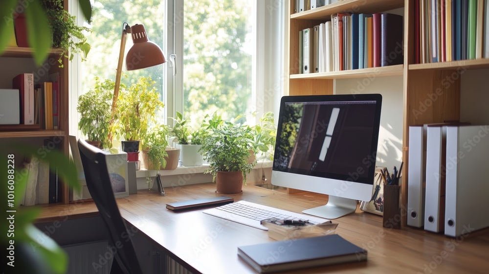 Poster explore key elements for creating an efficient home office.