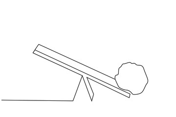 seesaw heavy load unbalanced problem objects one line art design vector