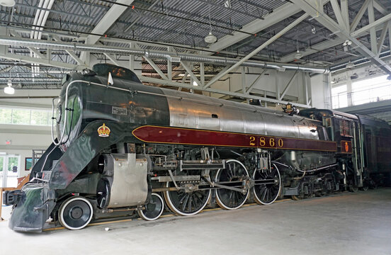 Royal Hudson  type 4-6-4 steam locomotives built for the CPR by Montreal Locomotive Works (MLW).in the British Columbia railway Museum , Canada 