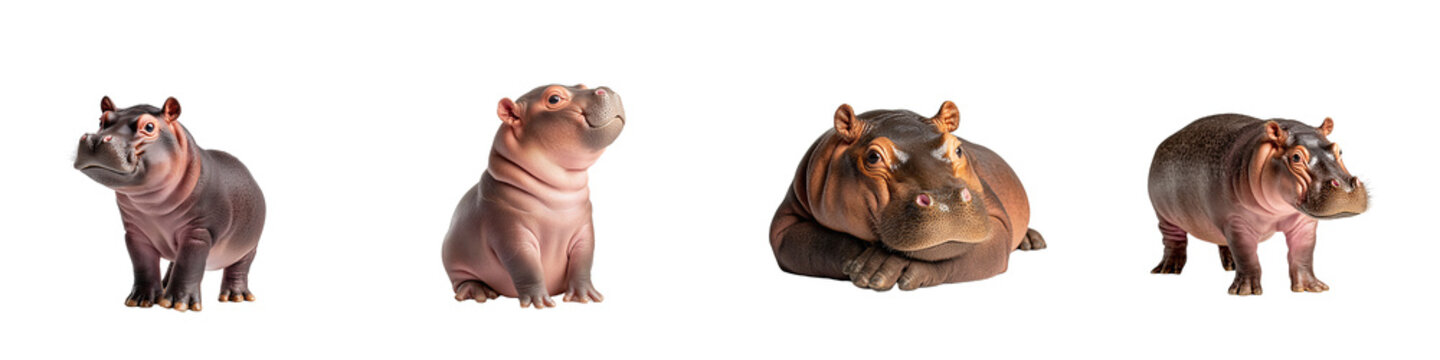 pygmy hippo, animal photography with high resolution, studio lighting, advertising styleisolate on white background