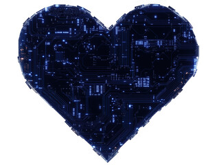 Futuristic circuit board heart design for technology and innovation concepts