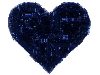 Futuristic circuit board heart design for technology and innovation concepts