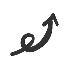 手描きのモノクロ上昇くねくね矢印アイコン