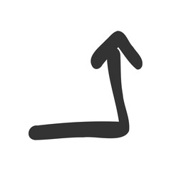手描きのモノクロ直角上昇アイコン