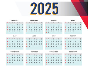 2025 CALENDER VECTOR.