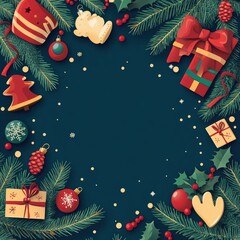 Happy Holidays, season's greetings and new year vector template with Christmas element decoration background