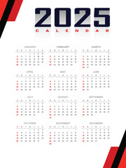 2025 CALENDER VECTOR.