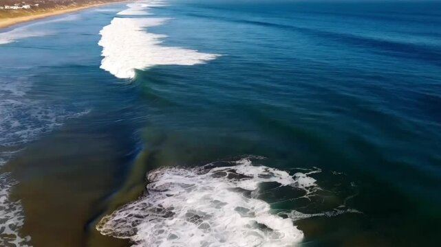 sea waves coastal surf slowly crashing, ocean wave, urf wave splash, ocean nature background