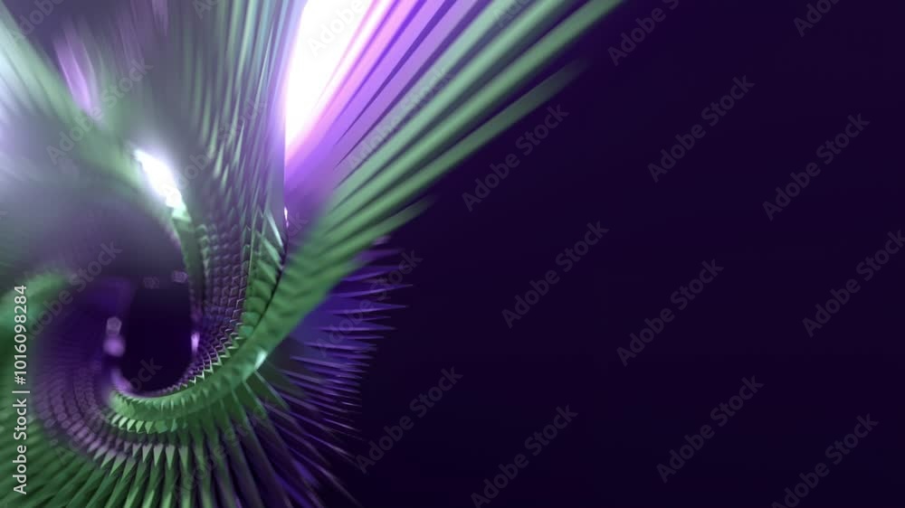 Poster loop animation of an shiny metallic figure resembling a spiral. 3d rendering 4k